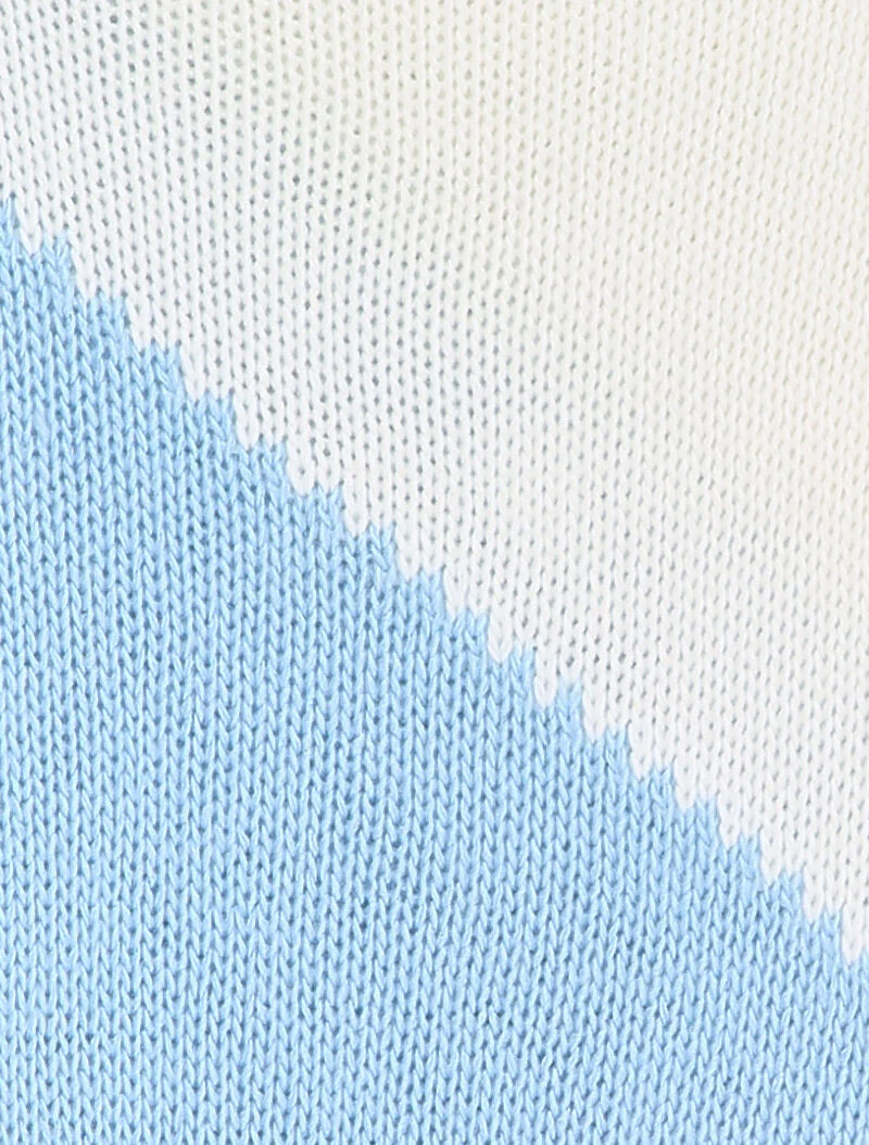 Pull en maille tricot bicolore - Bleu ciel/blanc - Image 3
