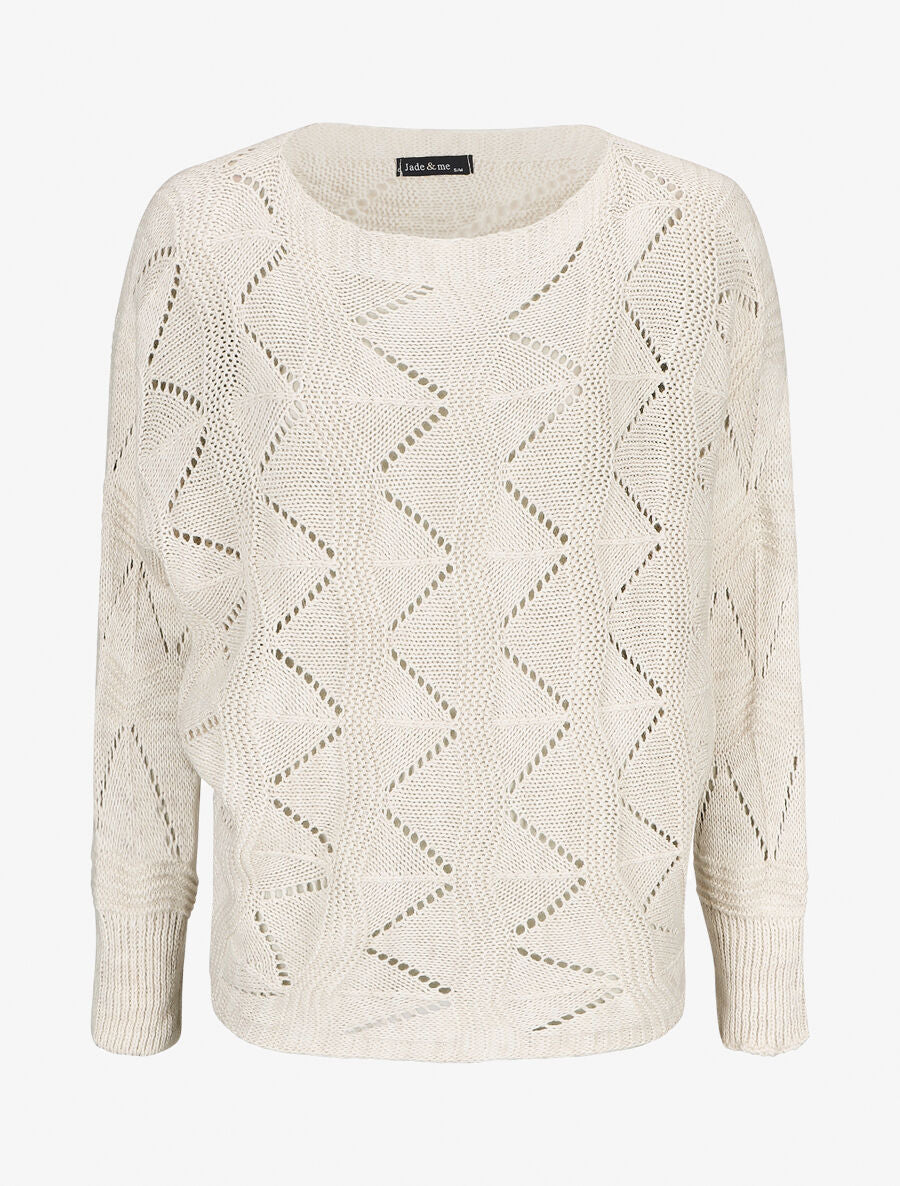 Pull en maille zigzag - Beige