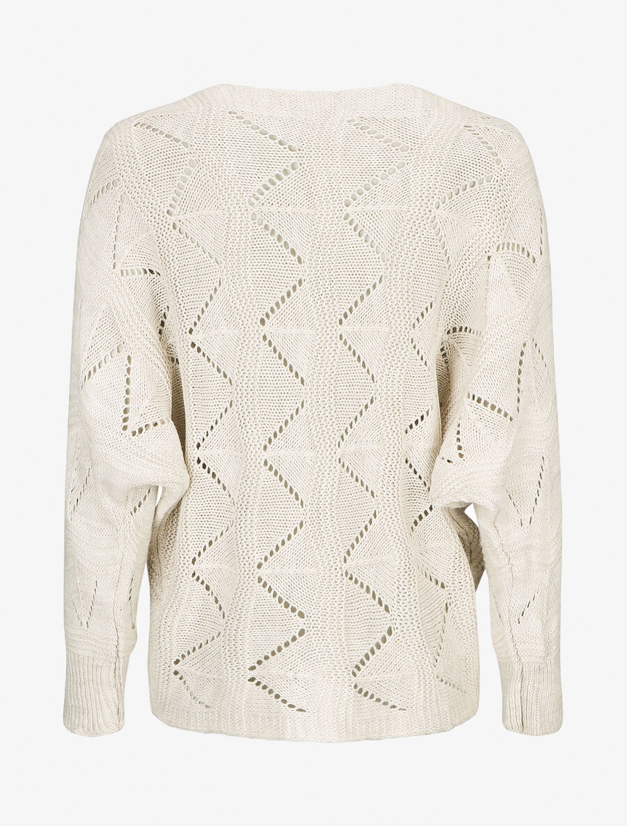 Pull en maille zigzag - Beige - Image 2