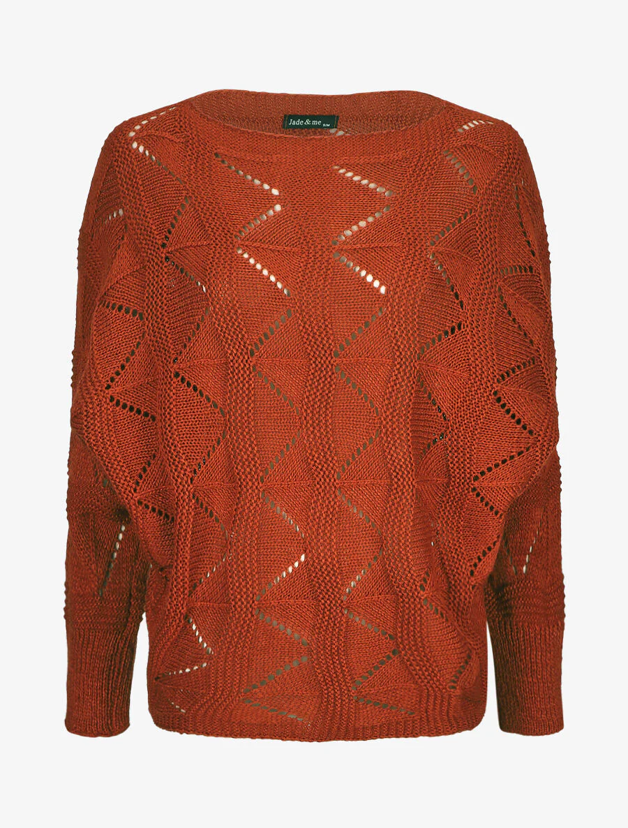 Pull en maille zigzag - Rouille