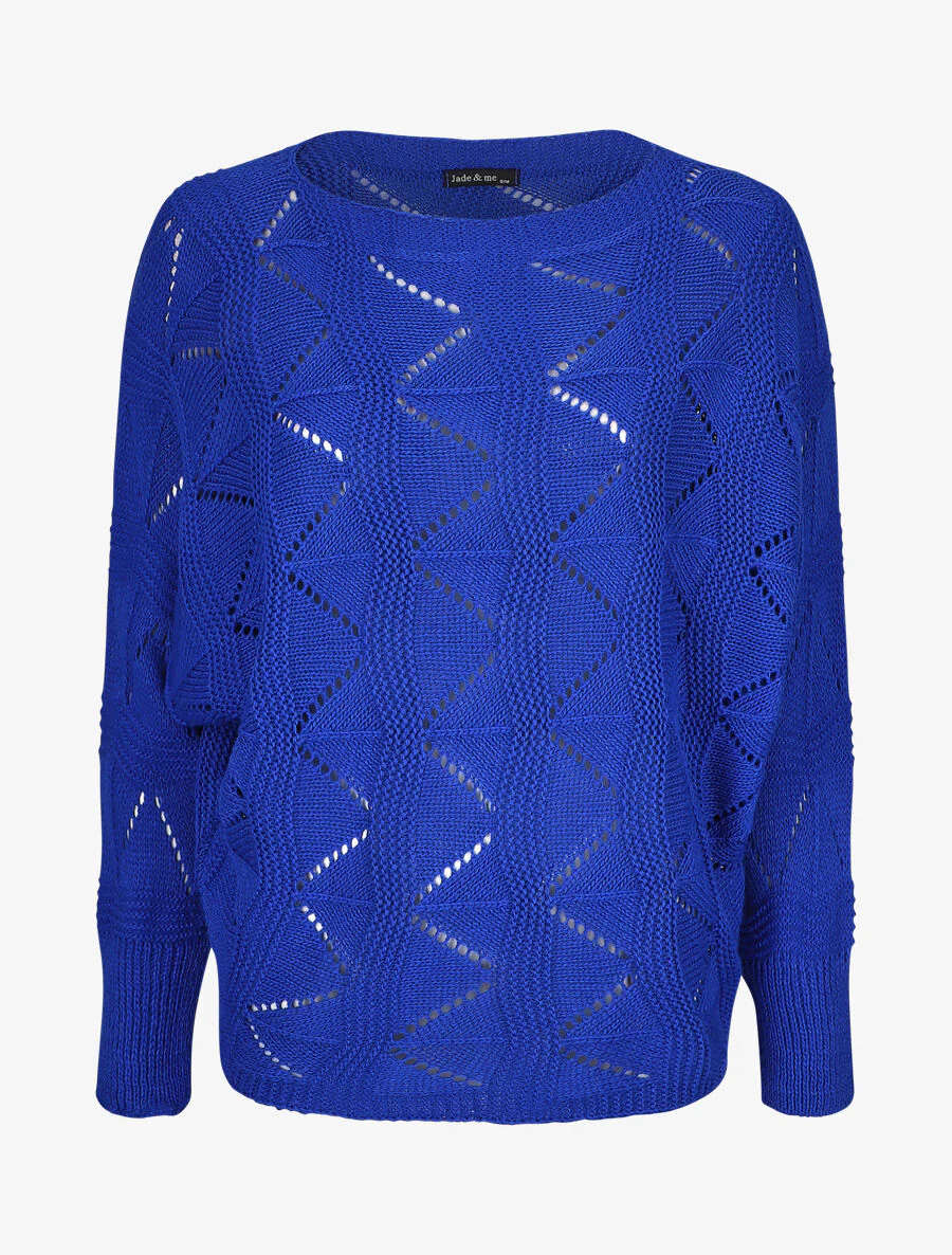 Pull en maille zigzag - Bleu électrique
