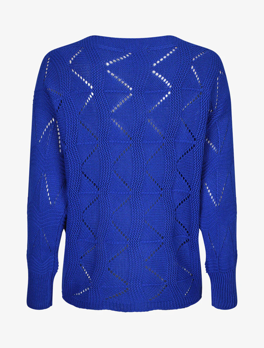 Pull en maille zigzag - Bleu électrique - Image 2