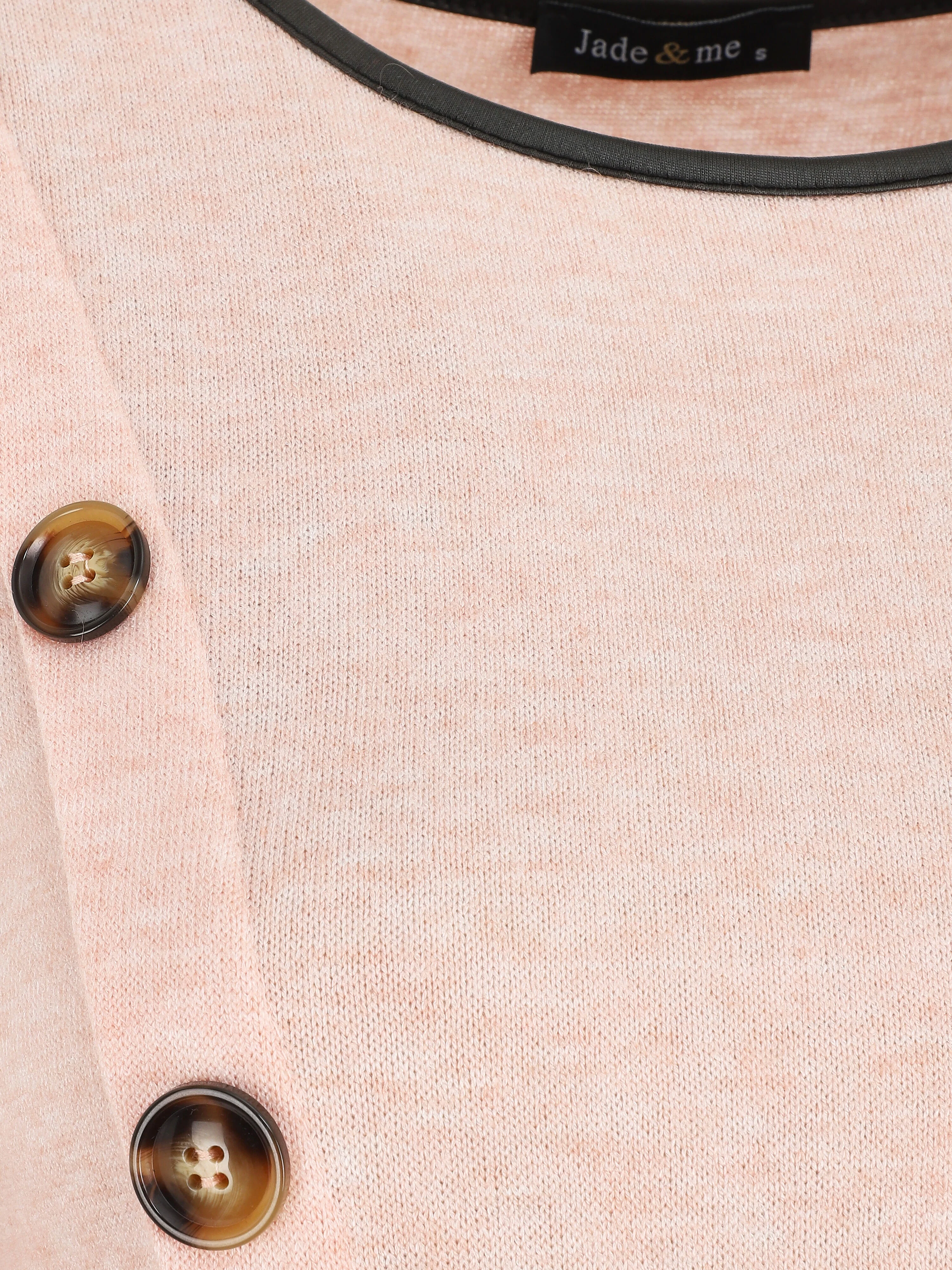 Pull fin à boutons décoratifs - Rose pâle - Image 3