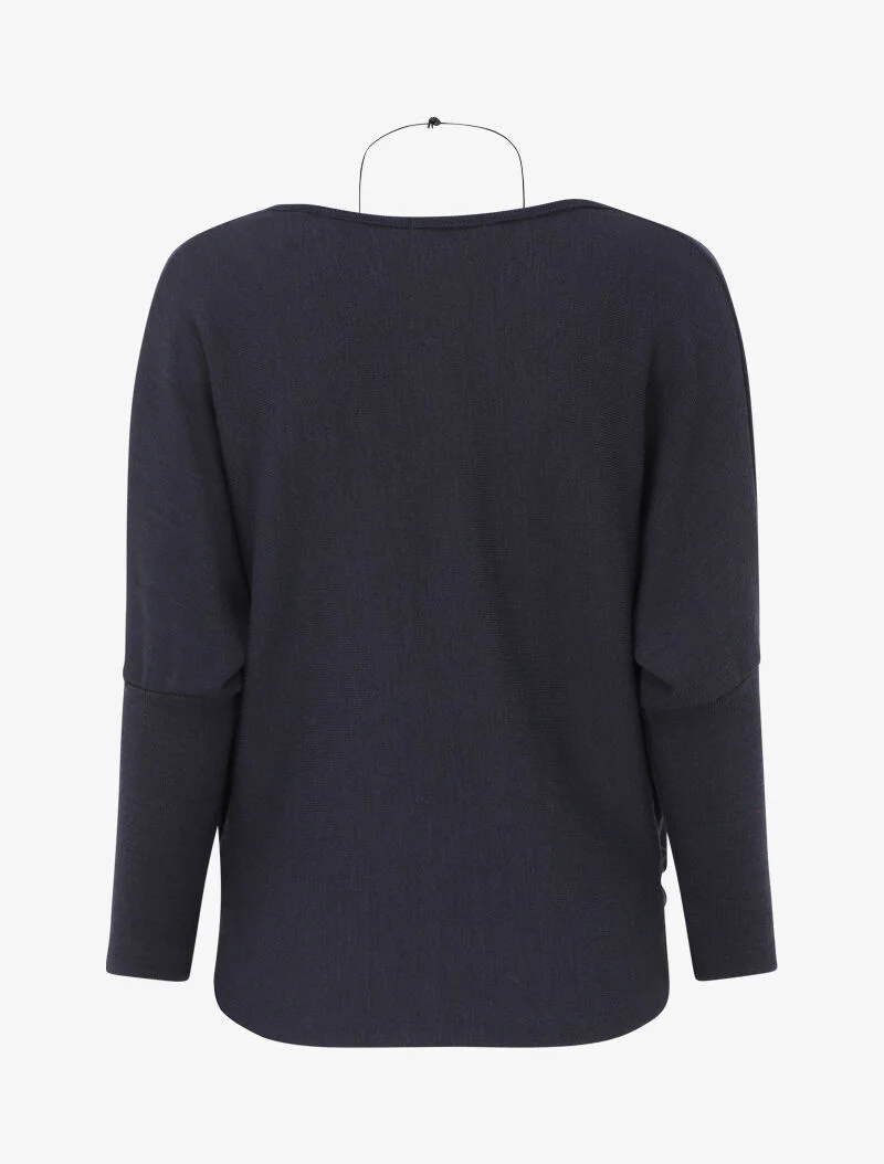 Pull fin à col bénitier et manches dolman - Bleu - Image 2