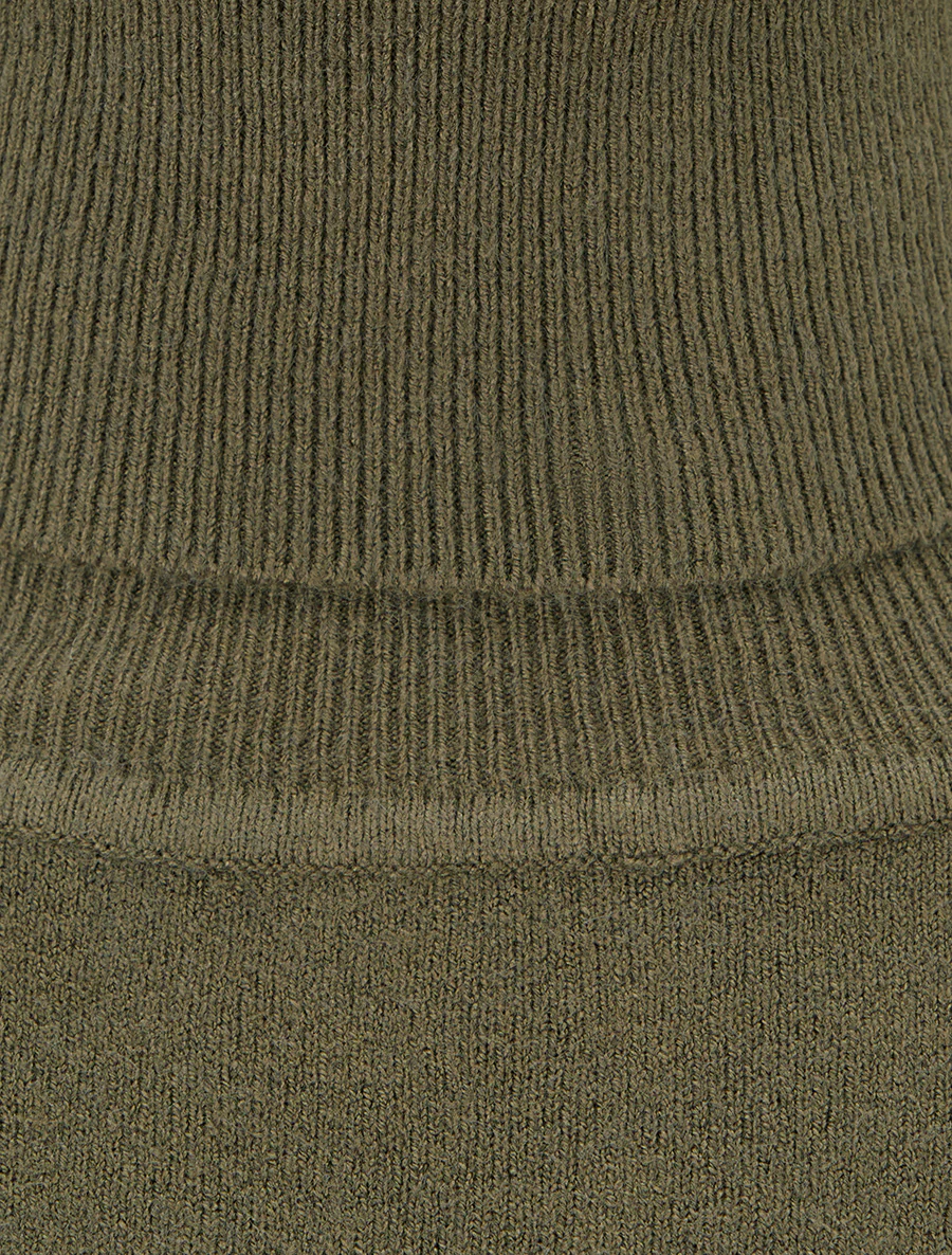 Pull fin à col roulé et boutons décoratifs - Kaki - Image 3