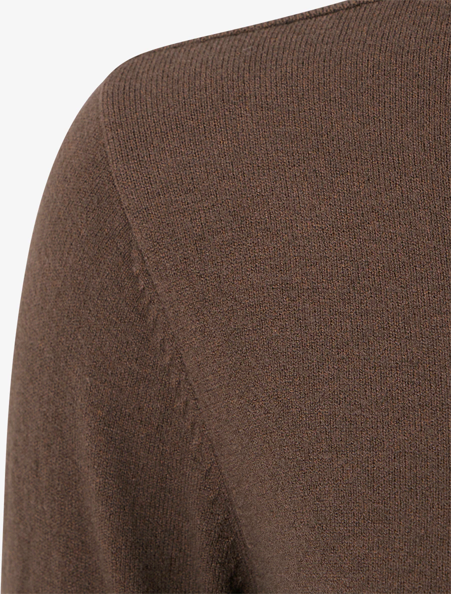 Pull fin à col roulé et boutons décoratifs - Marron - Image 3