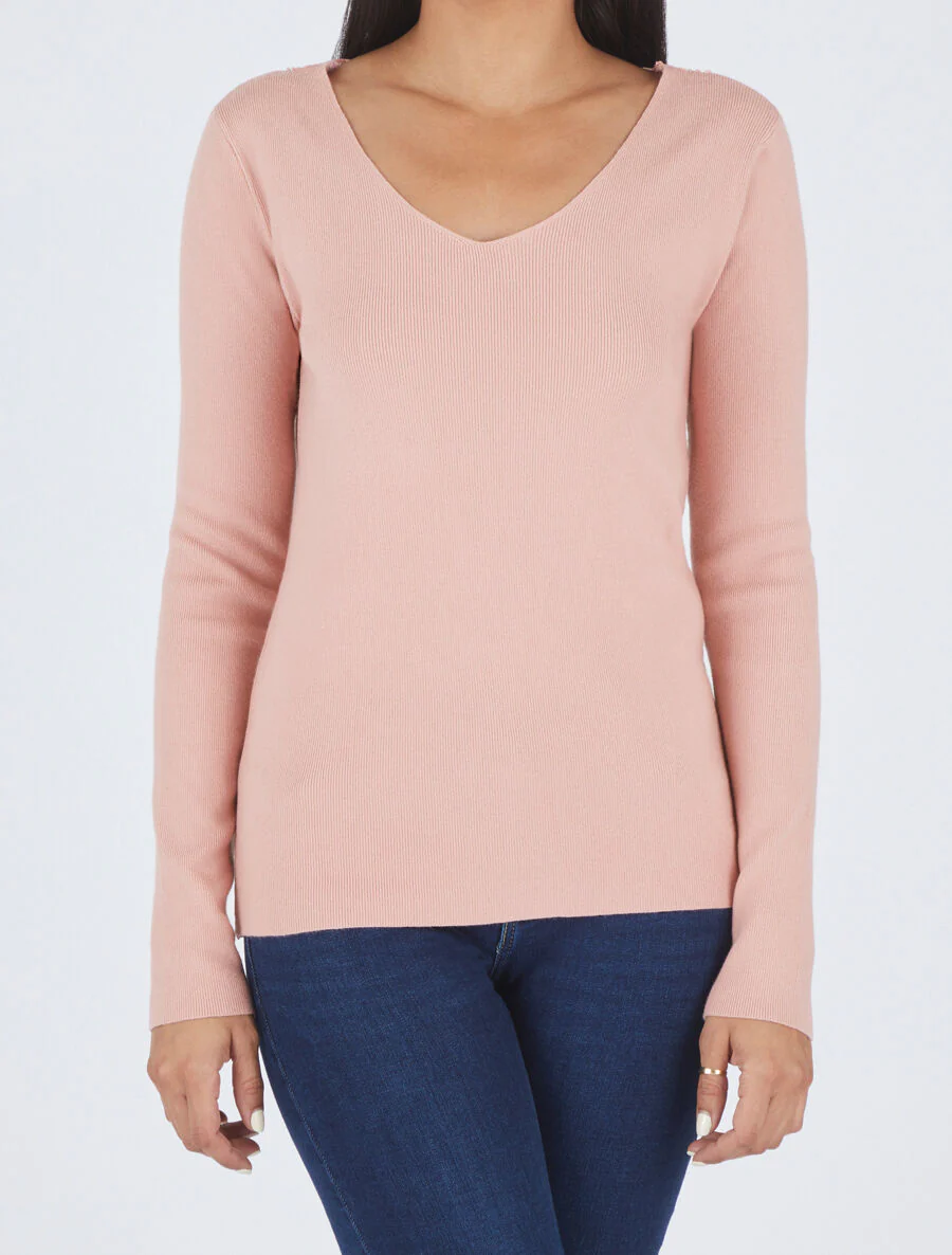Pull fin à dos en dentelle - Rose - Image 5