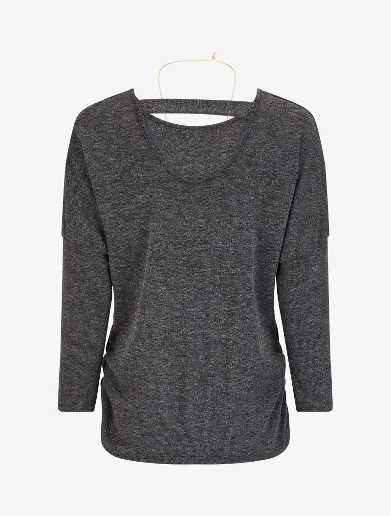 Pull fin à dos légèrement ouvert - Gris foncé - Image 2