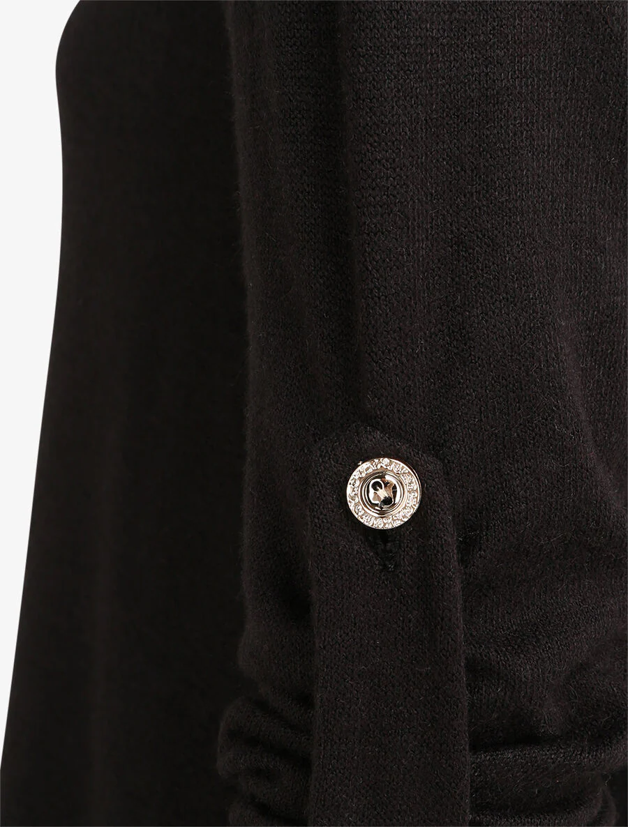 Pull fin à dos ouvert à détail dentelle - Noir - Image 3