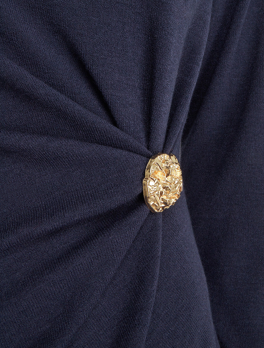 Pull fin à empiècement broche - Marine - Image 3