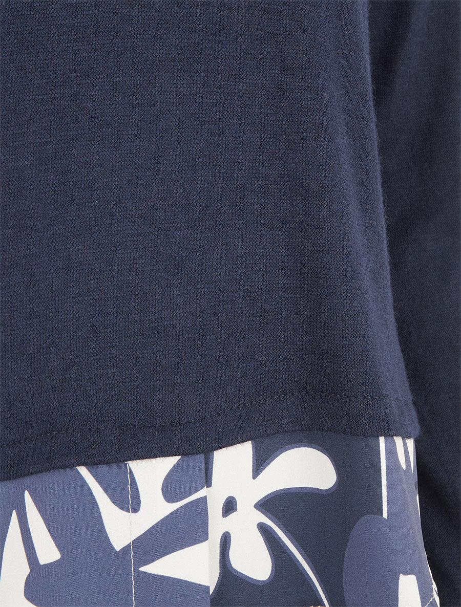 Pull fin à empiècement imprimé - Marine - Image 3