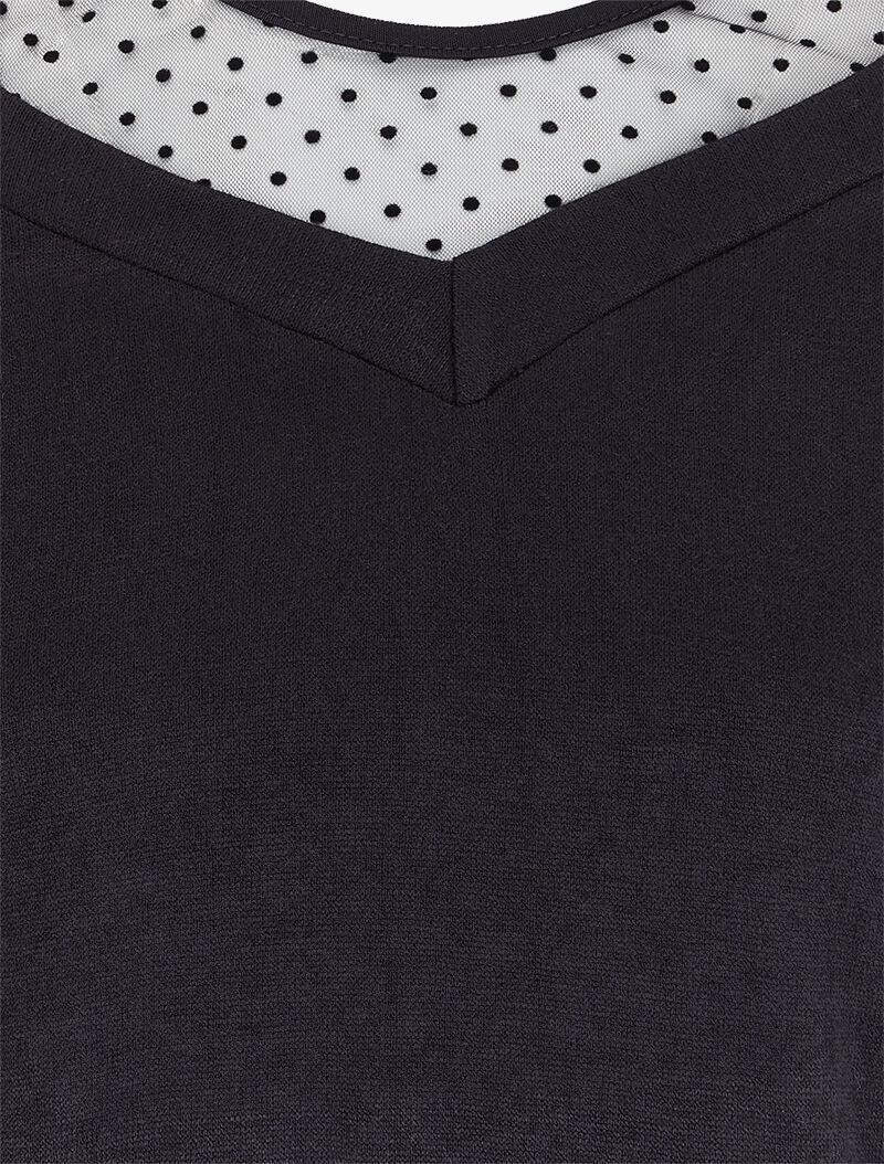 Pull fin à empiècement voile transparent - Noir - Image 3