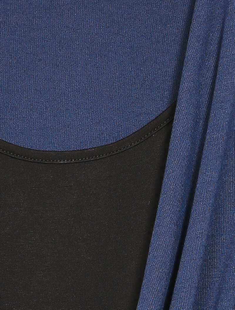 Pull fin à superposition et col cache-coeur - Bleu marine - Image 4