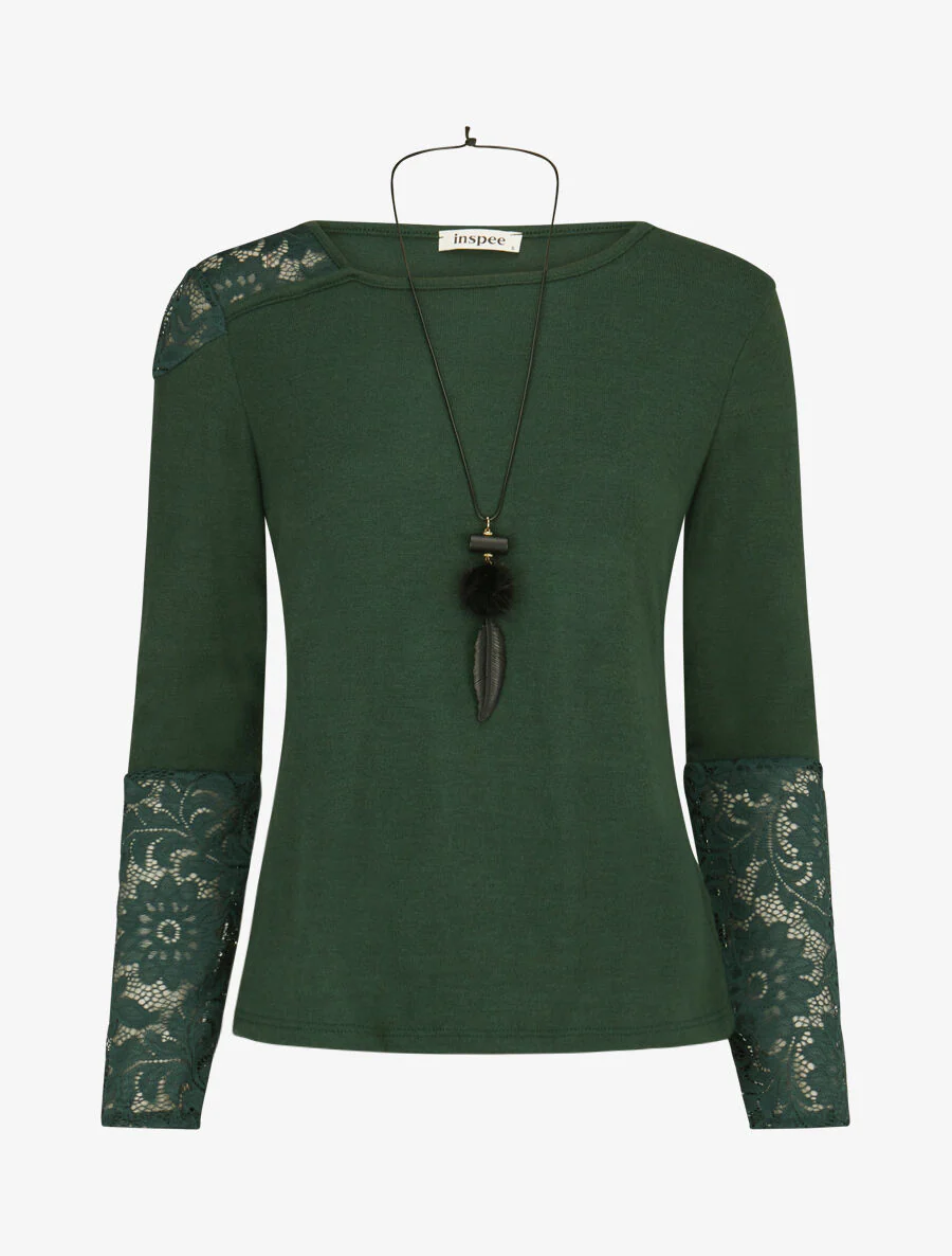Pull fin à une épaule stylisée - Vert