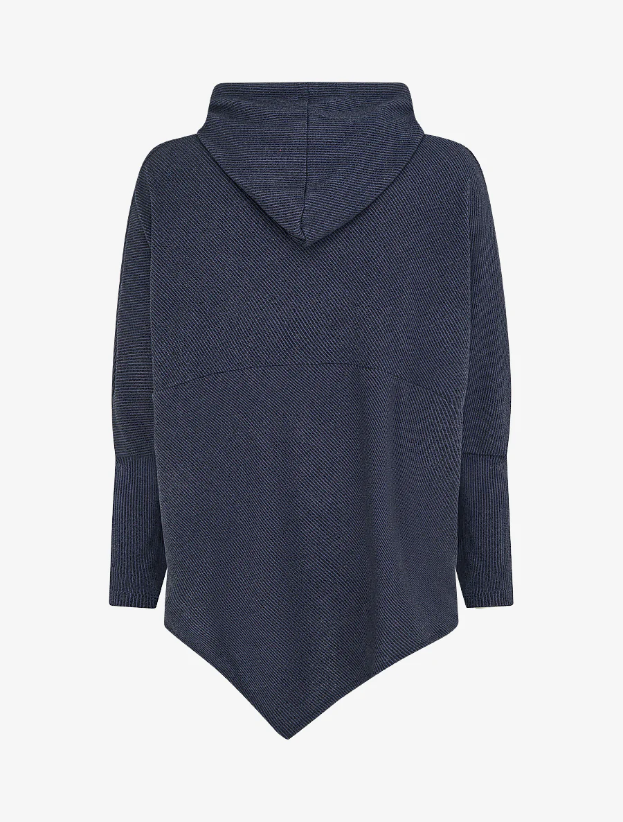 Pull fin asymétrique à capuche - Marine - Image 2