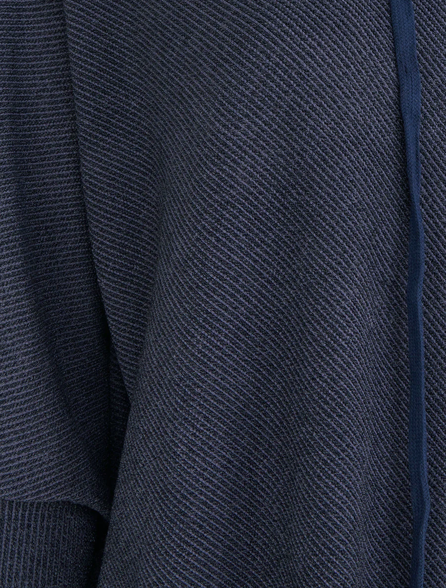 Pull fin asymétrique à capuche - Marine - Image 3