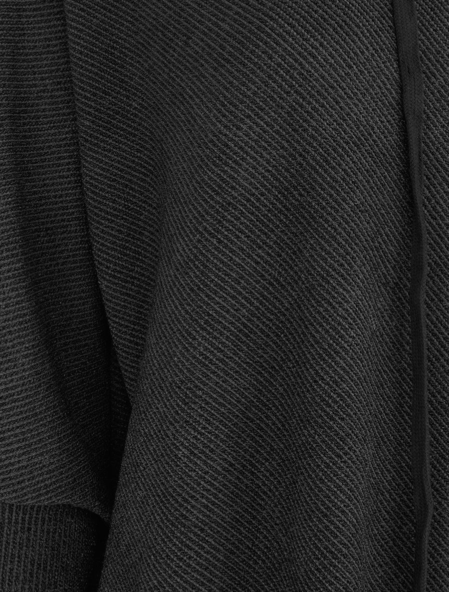 Pull fin asymétrique à capuche - Noir - Image 3
