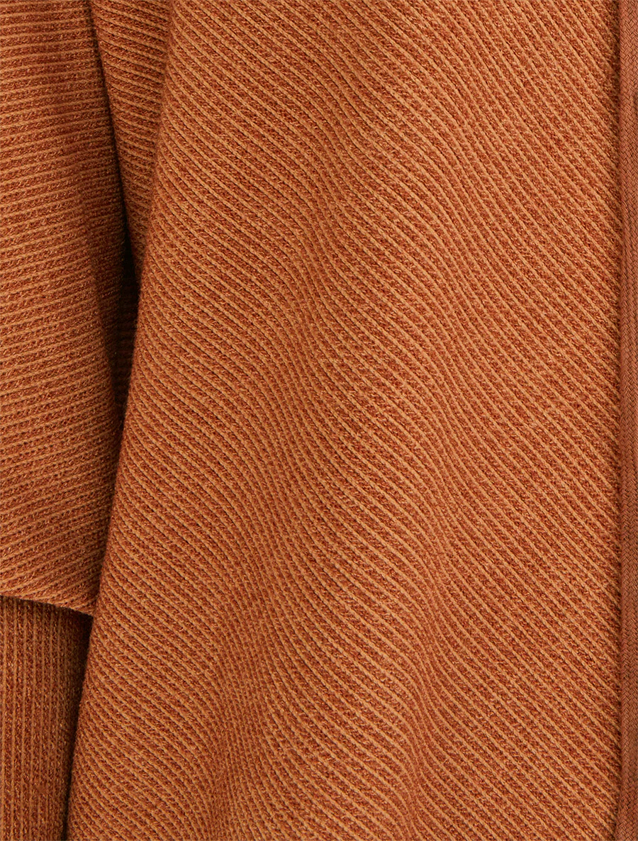 Pull fin asymétrique à capuche - Terre de sienne - Image 3
