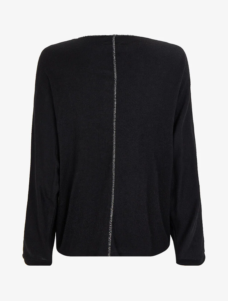 Pull fin chauve-souris à détails irisés - Noir - Image 2