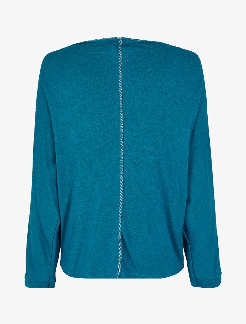 Pull fin chauve-souris à détails irisés - Bleu canard - Image 2