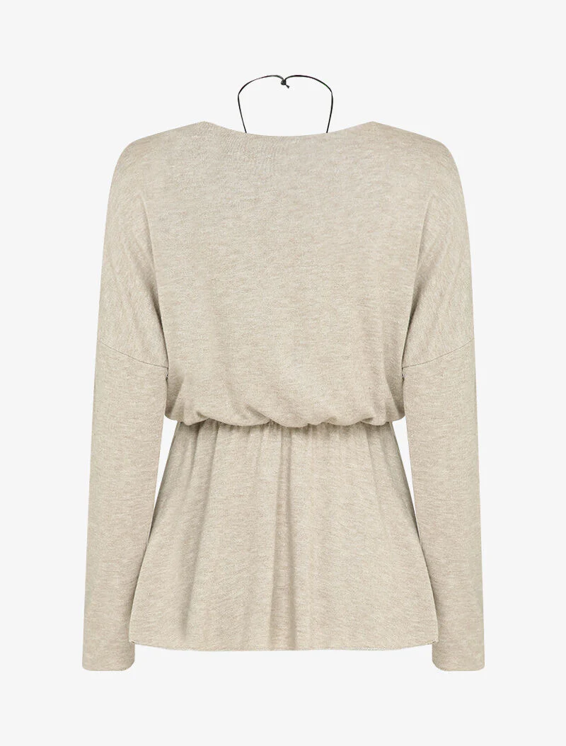 Pull fin coupe péplum - Camel - Image 2