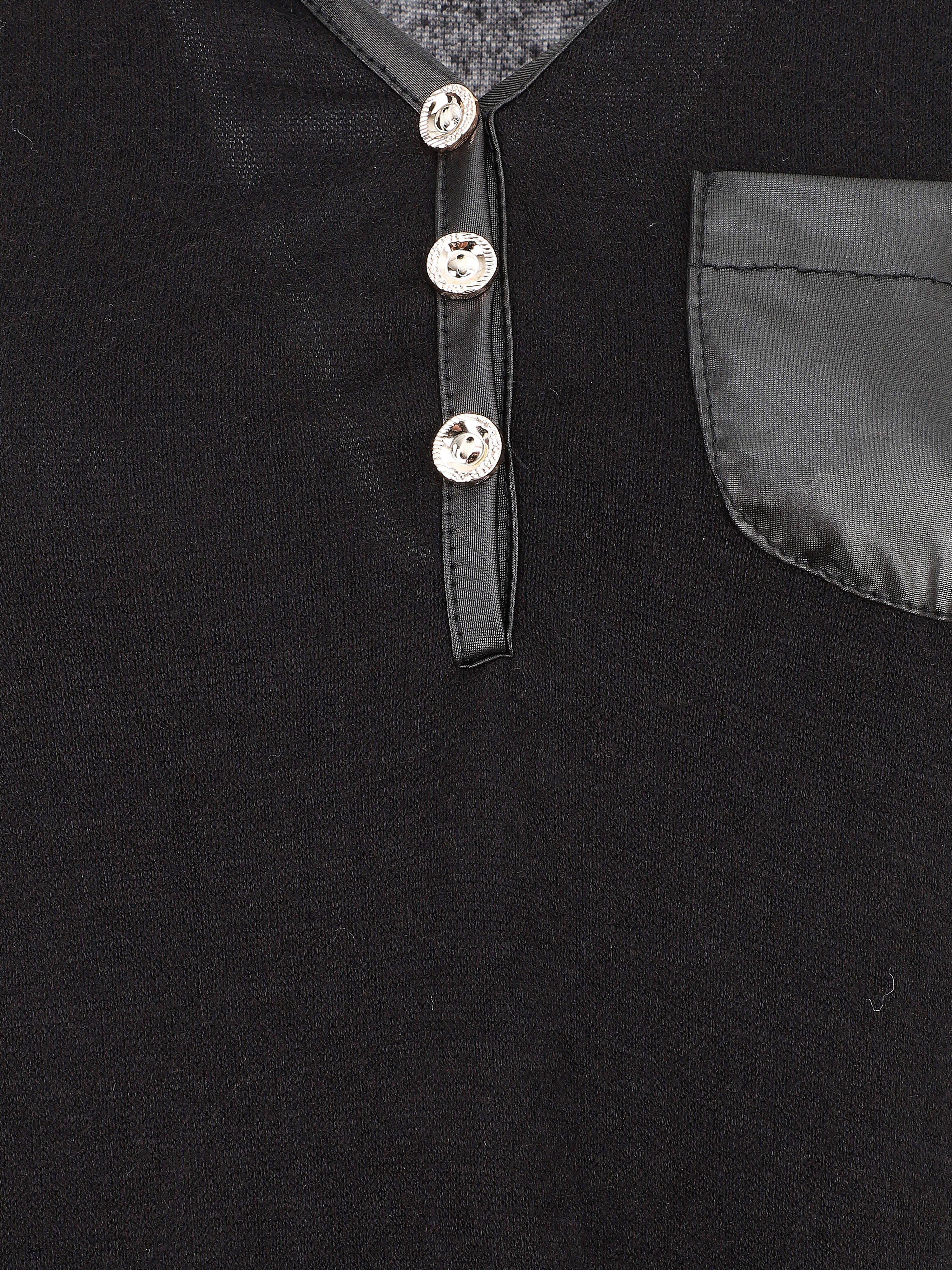 Pull fin droit à poche plaquée - Noir - Image 3