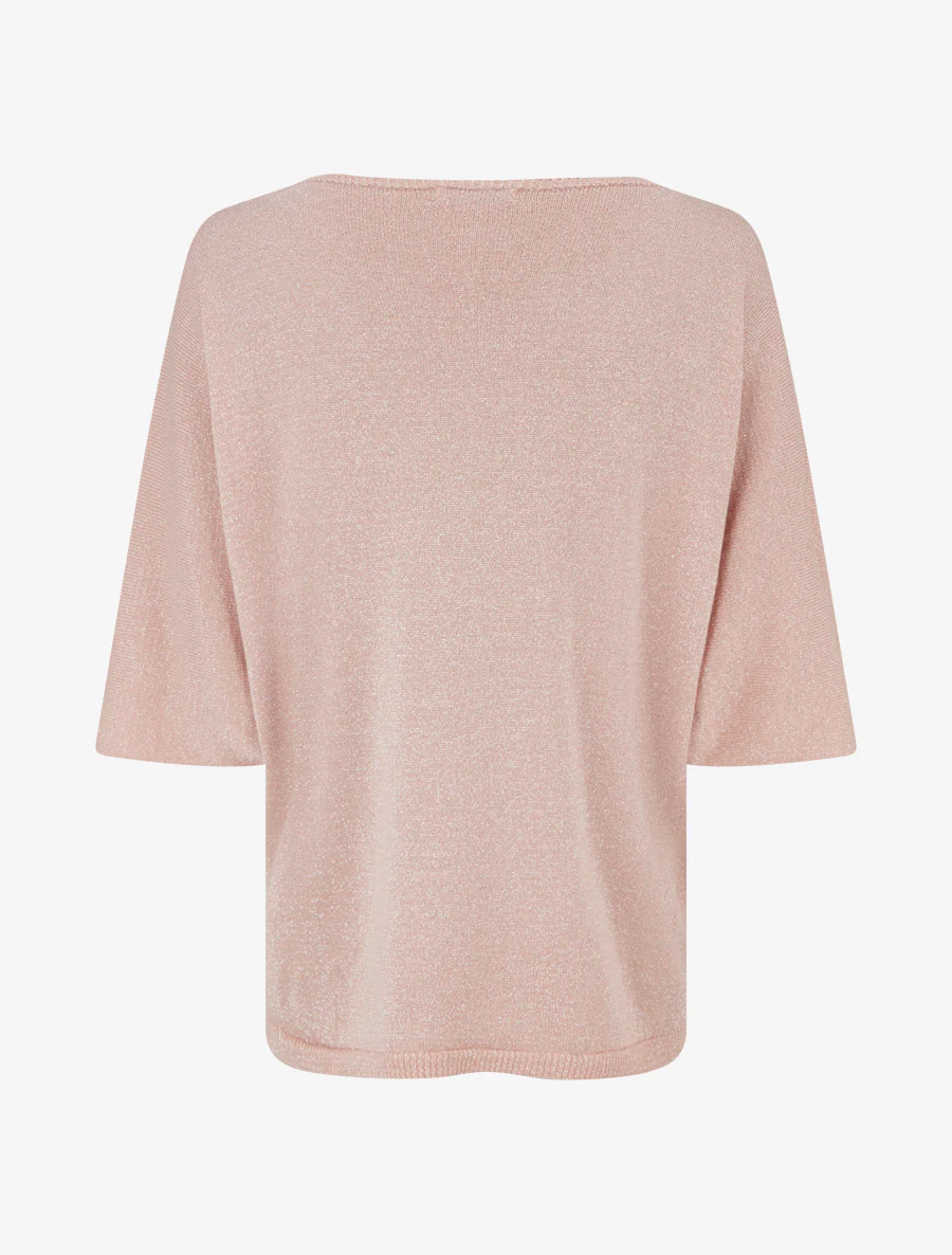 Pull fin irisé à manches 3/4 - Rose - Image 2