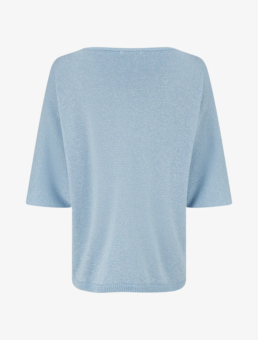 Pull fin irisé à manches 3/4 - Bleu ciel - Image 2