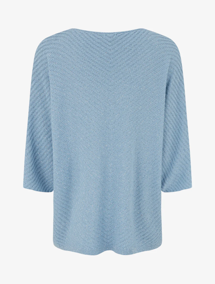 Pull fin irisé à manches 3/4 - Bleu ciel - Image 2