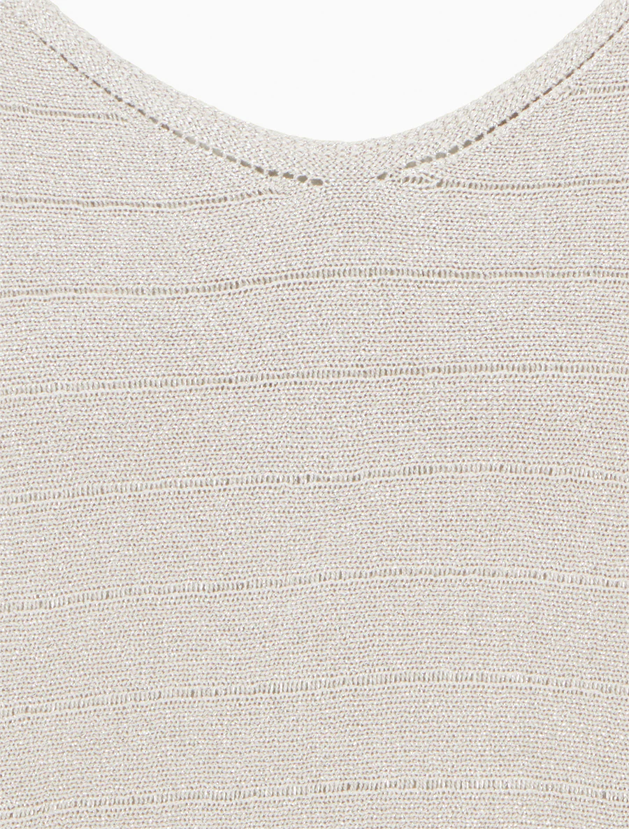 Pull fin irisé à manches chauves-souris - Beige - Image 3