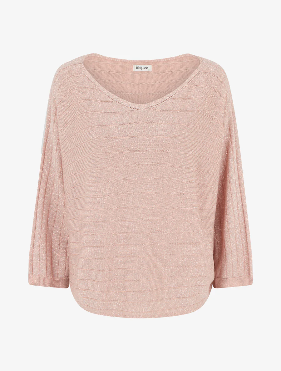 Pull fin irisé à manches chauves-souris - Rose