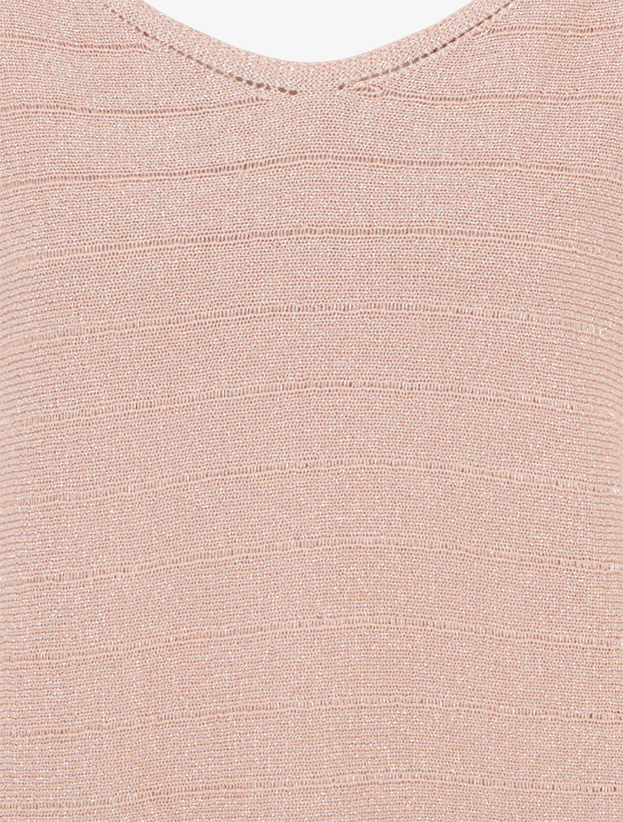 Pull fin irisé à manches chauves-souris - Rose - Image 3