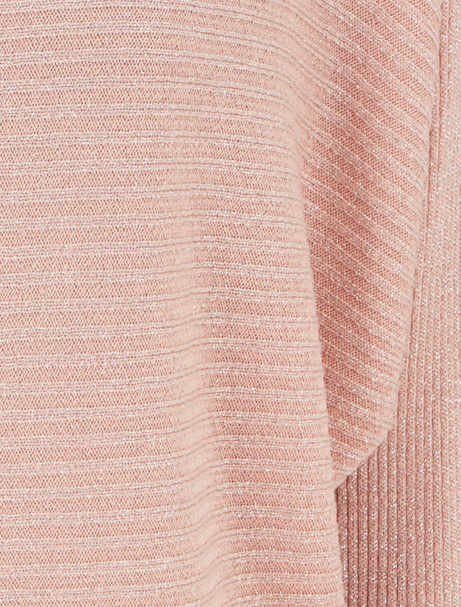 Pull fin irisé à manches longues chauves-souris - Rose - Image 3