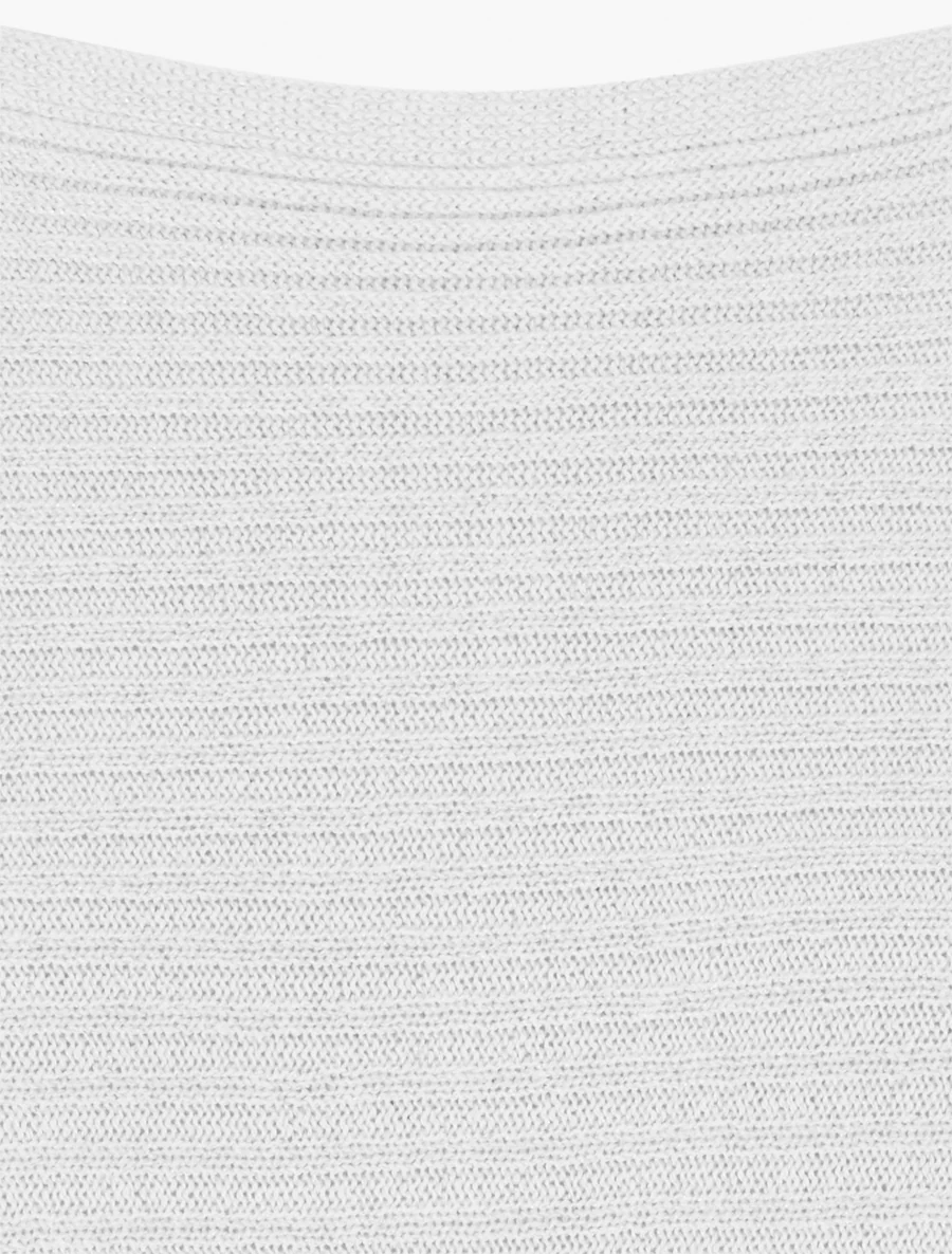 Pull fin irisé à manches longues chauves-souris - Blanc - Image 3