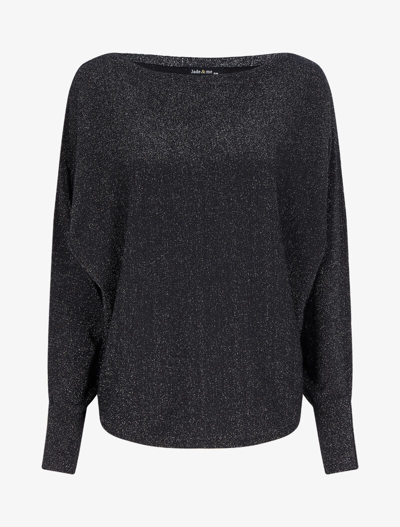 Pull fin oversize chauve-souris irisé - Noir