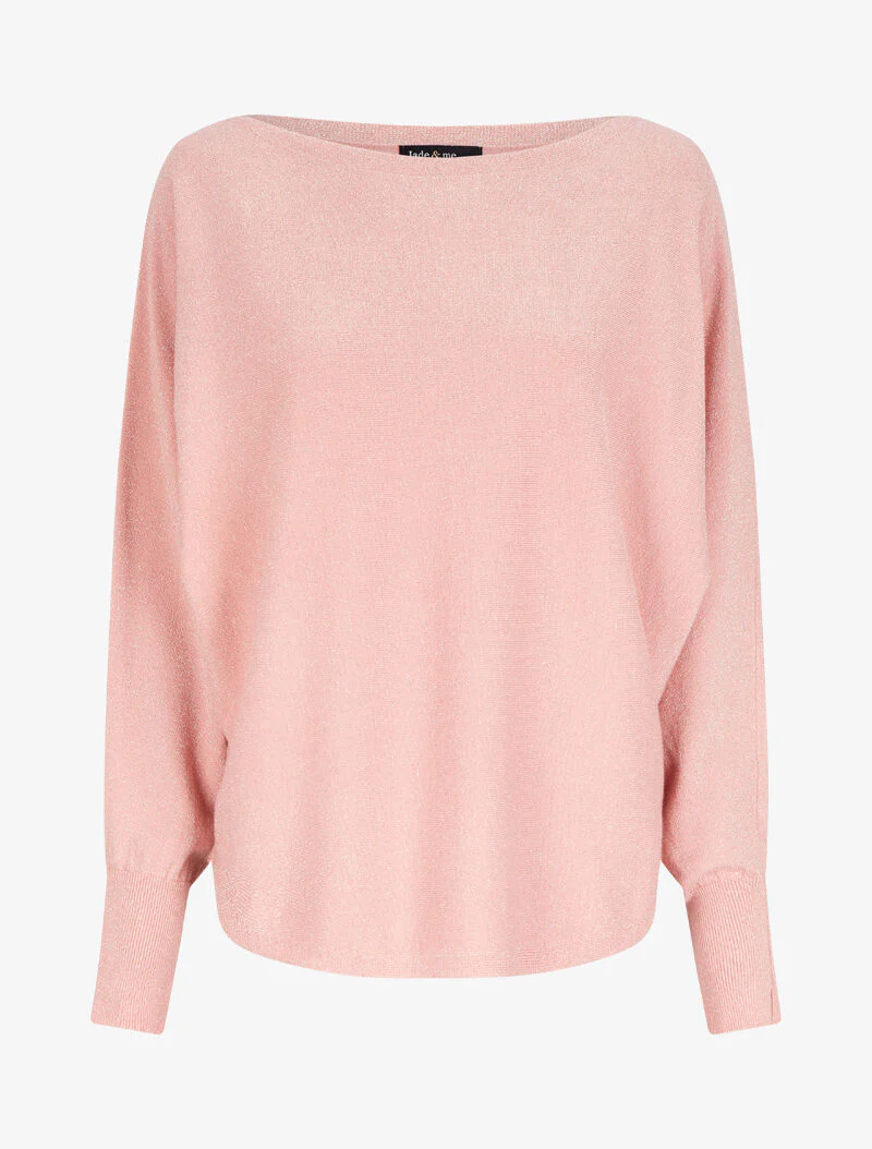 Pull fin oversize chauve-souris irisé - Rose