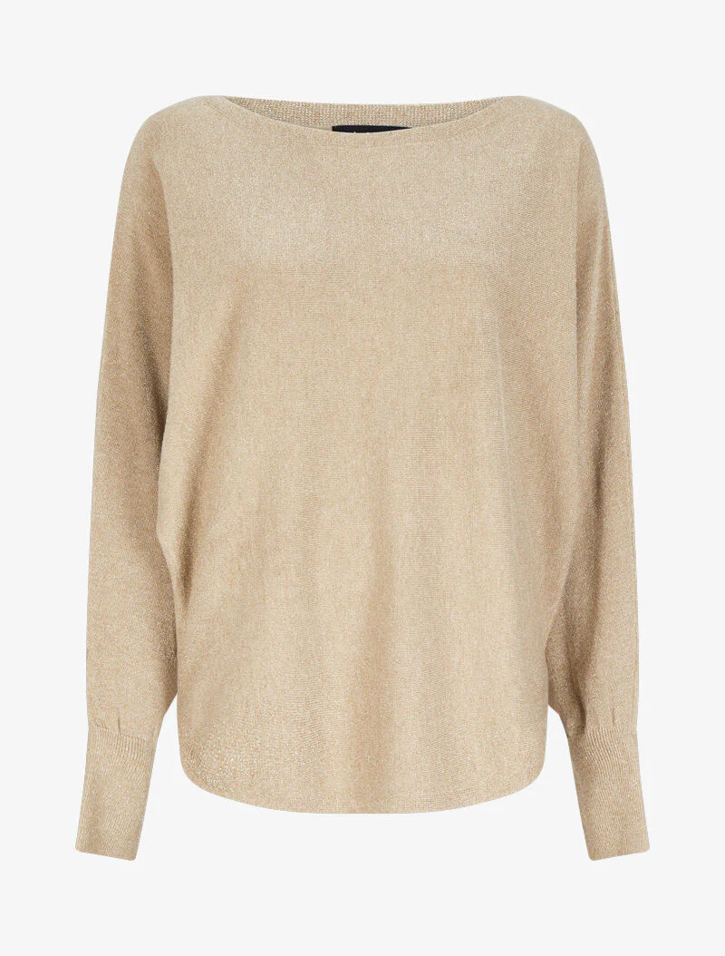 Pull fin oversize chauve-souris irisé - Beige