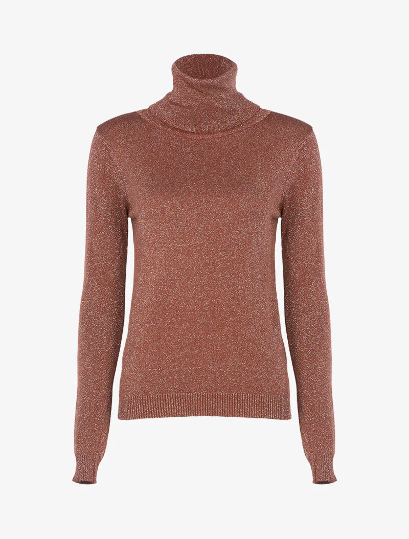 Pull fin pailleté - brique