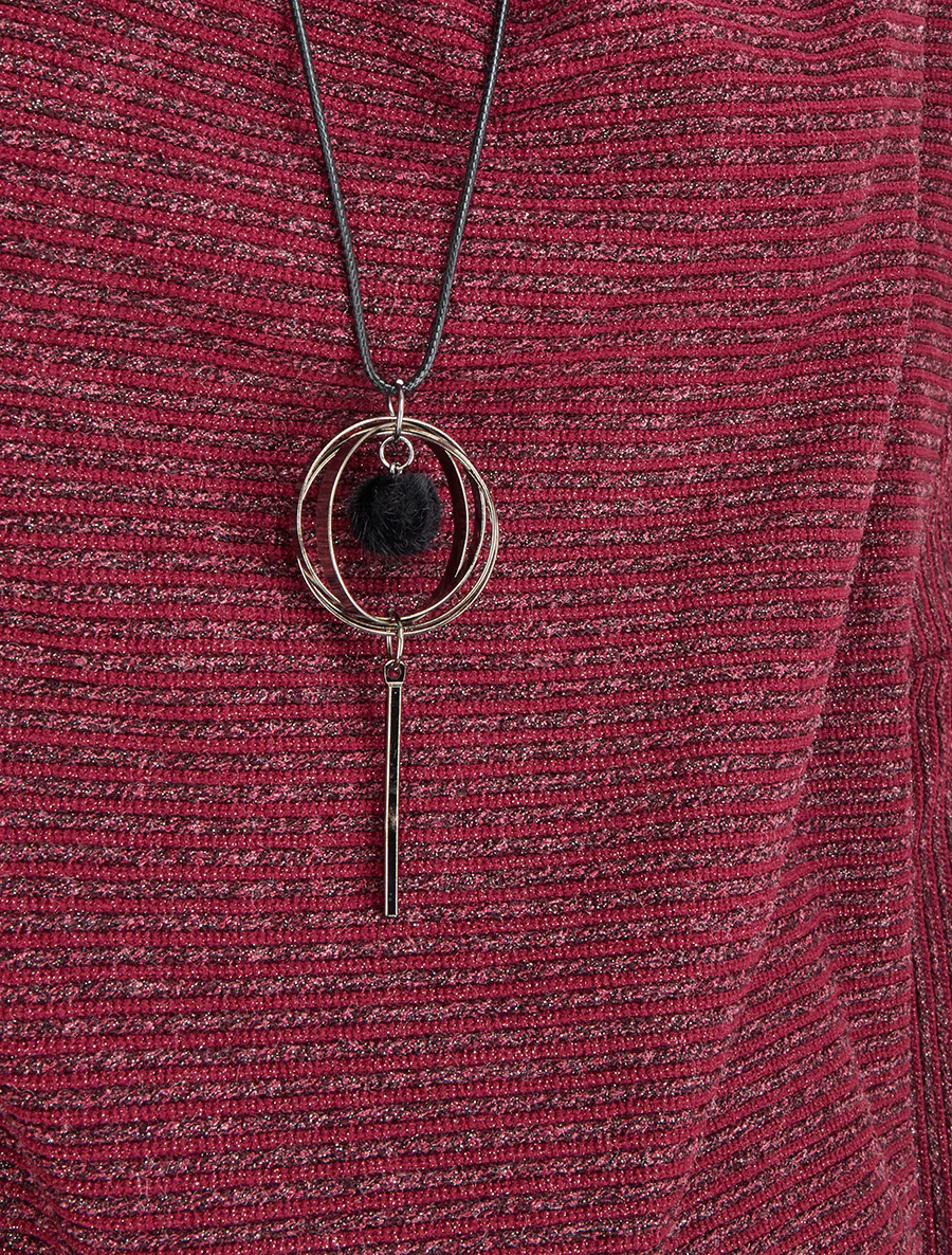 Pull fin rayé à col bénitier - Lie de vin - Image 3
