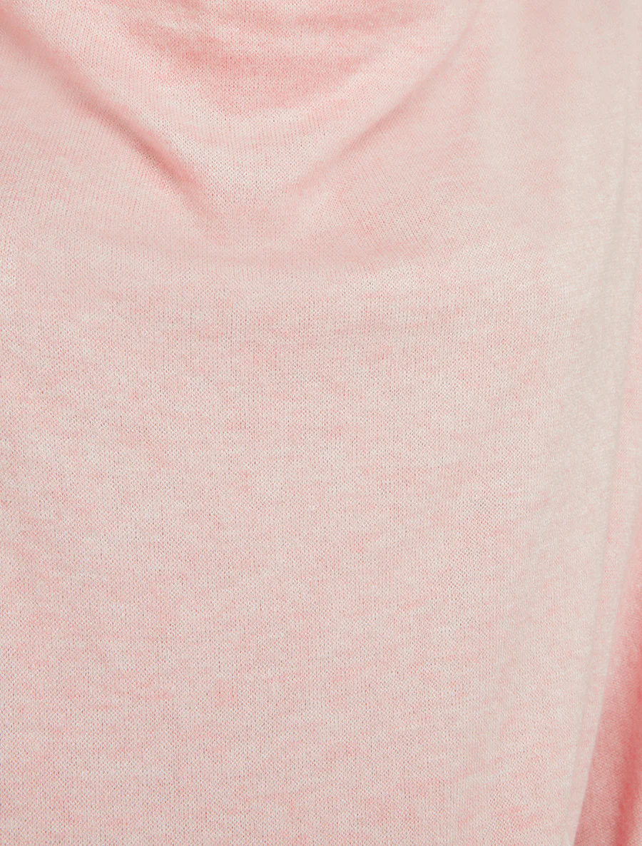 Pull fin uni à col bénitier - Rose - Image 3