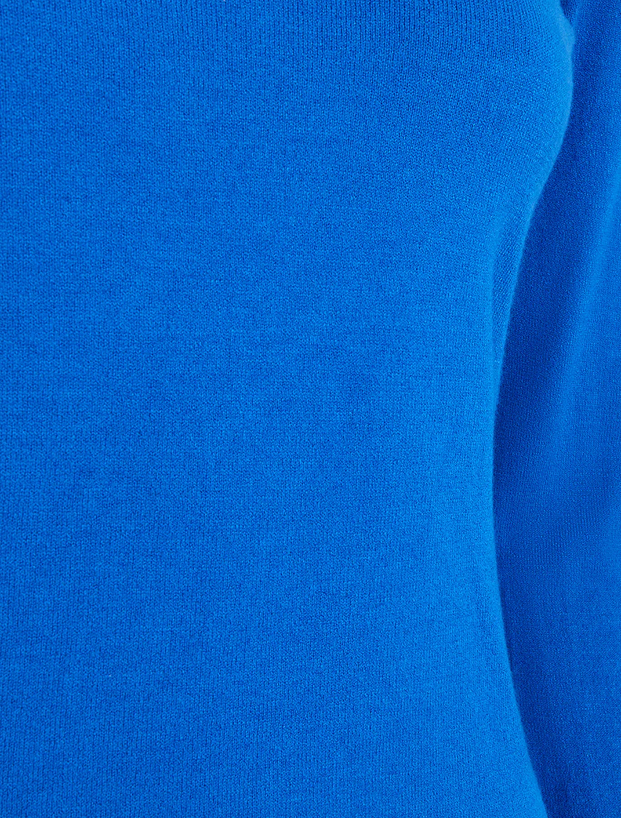 Pull fin uni à col rond - Bleu roi - Image 3