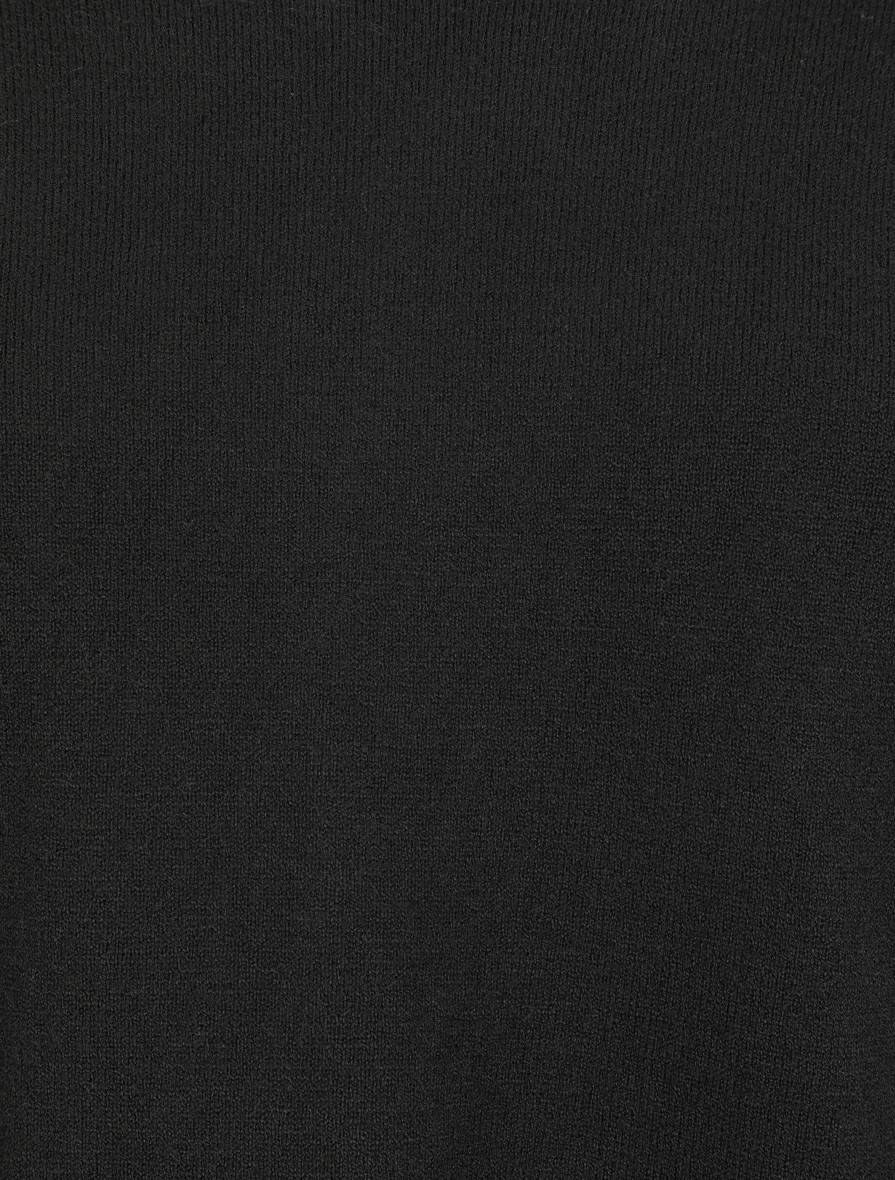 Pull fin uni à col V - Noir - Image 3