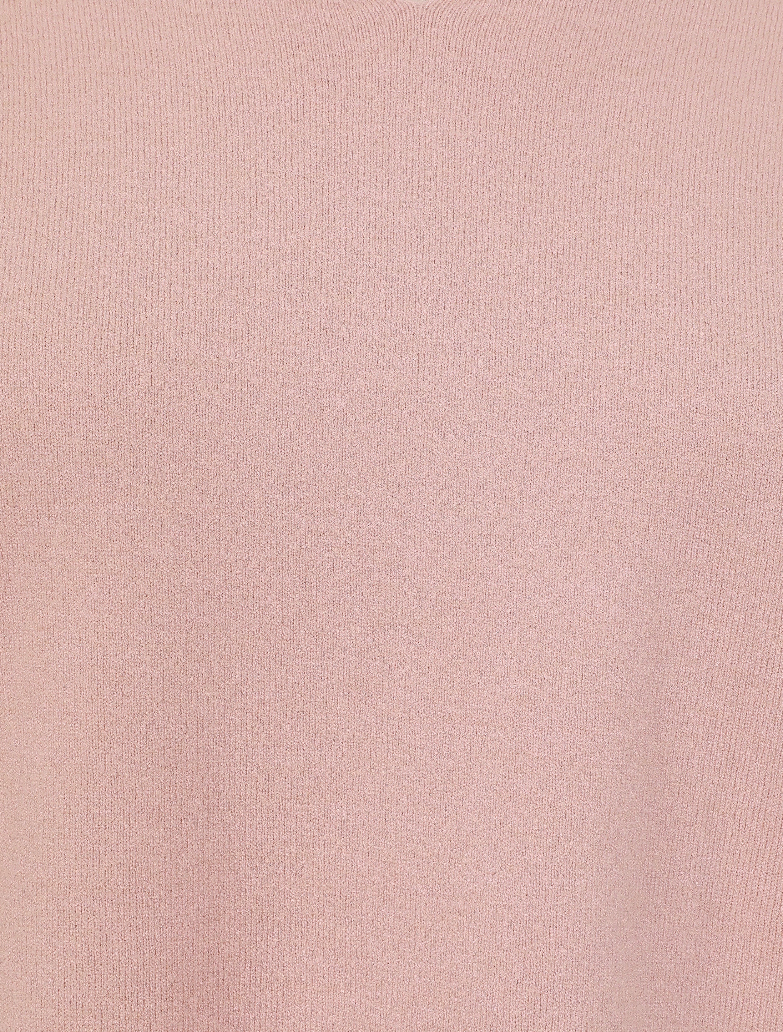 Pull fin uni à col V - Rose - Image 3