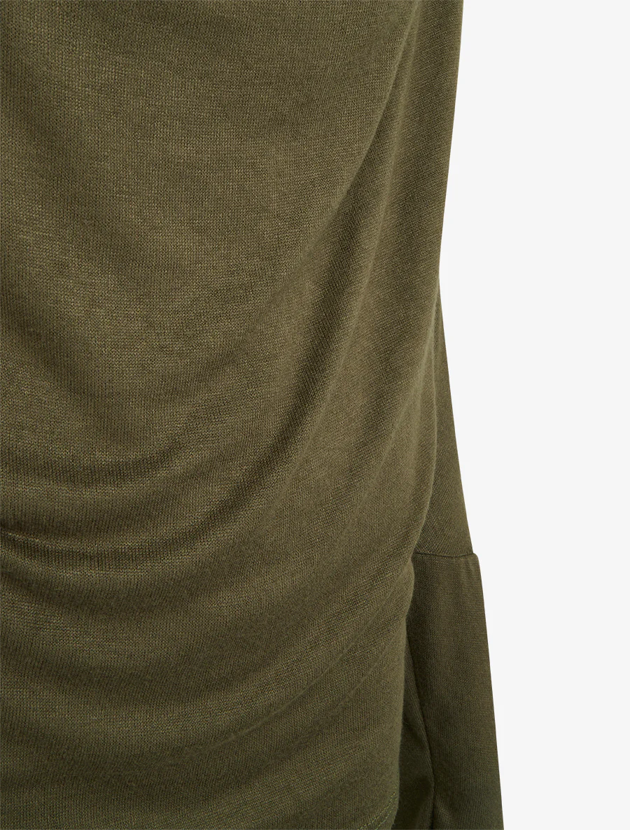 Pull fin uni à empiècement dentelle au dos - Kaki - Image 3