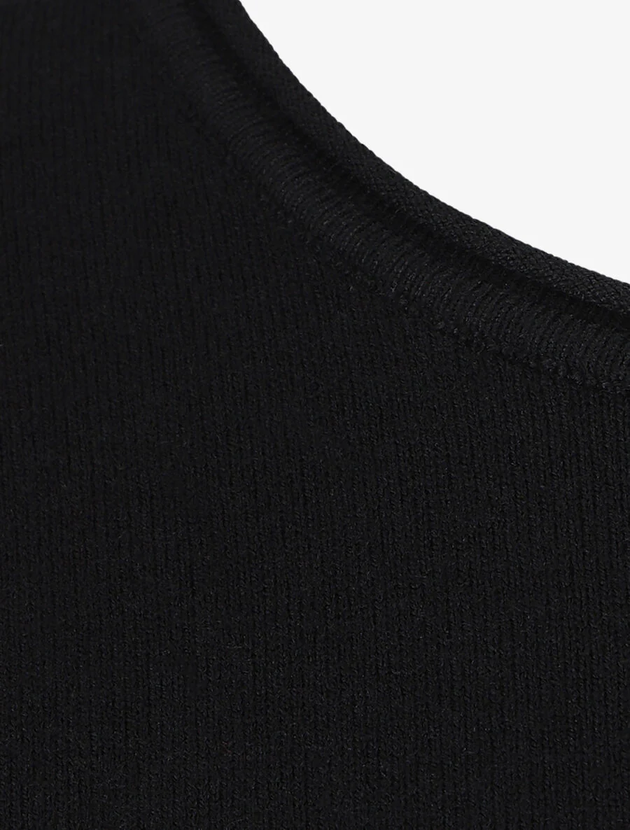 Pull fin uni ajusté - Noir - Image 3