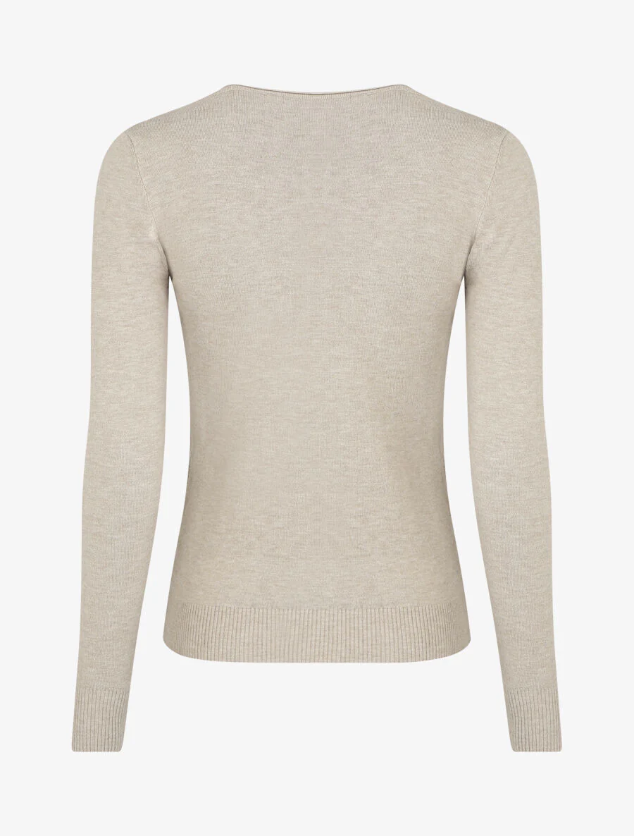 Pull fin uni ajusté - Beige - Image 2