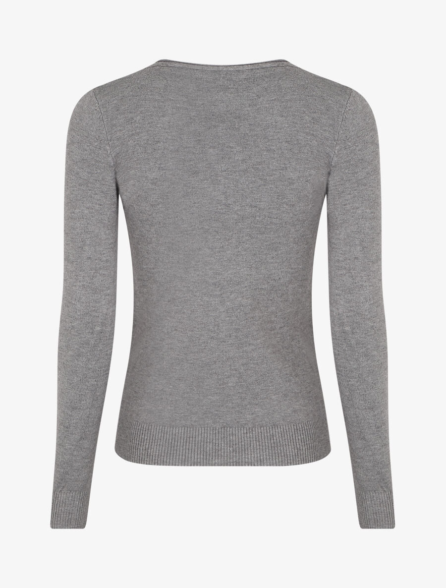 Pull fin uni ajusté - Gris - Image 2