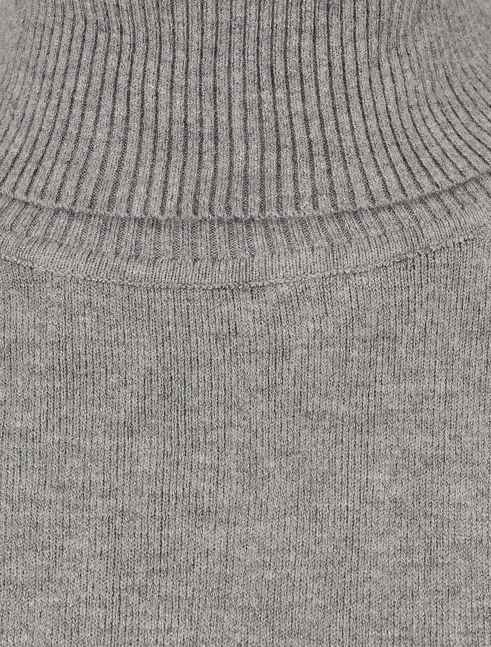 Pull fin uni col roulé - Gris - Image 3