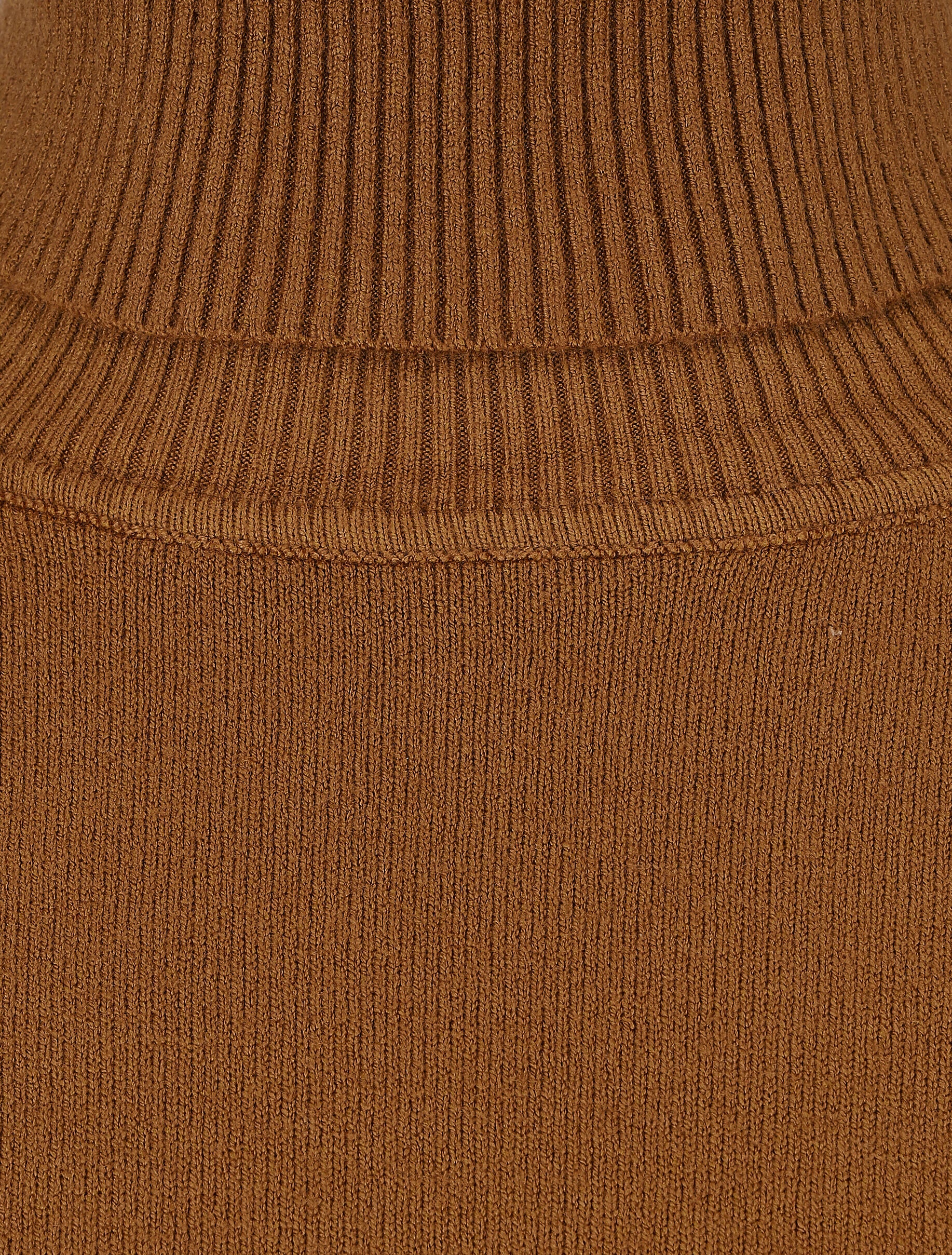 Pull fin uni col roulé - Camel - Image 3