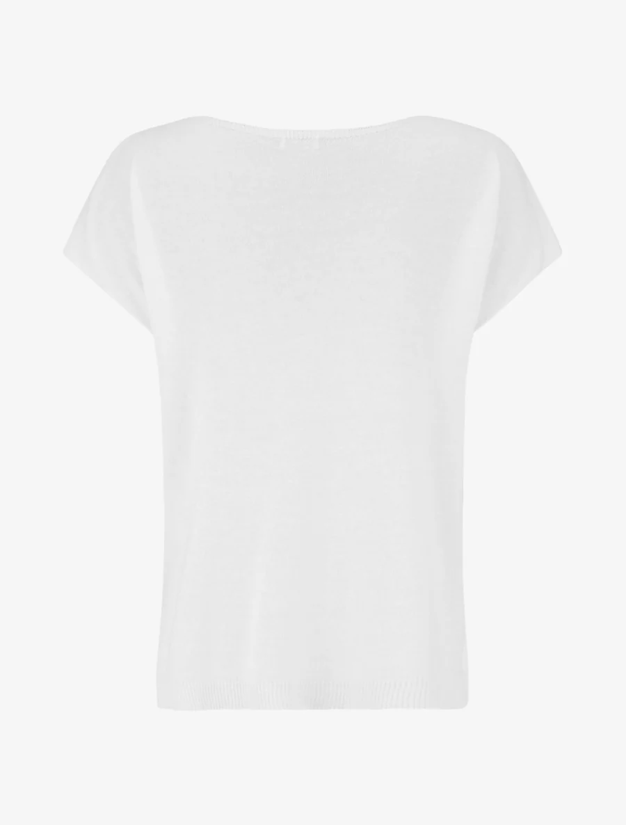 Pull fin uni en maille - Blanc - Image 2
